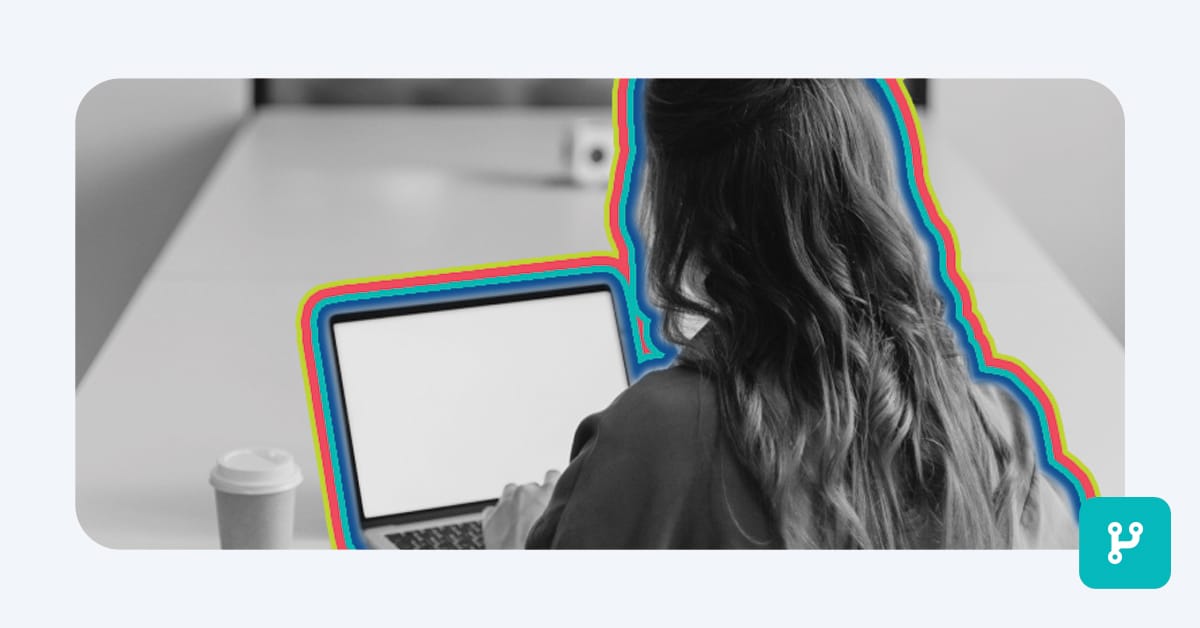 A woman uses lead scoring tools on her laptop.